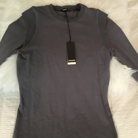 Monrow Grey Long Sleeve Body Con Short Dress Small - Picture 6 of 9